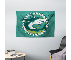 Shark Hunter Marine Art Wide Tapestry