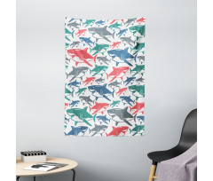 Colorful Shark Patterns Tapestry