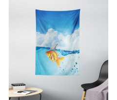 Goldfish with Shark Fin Tapestry