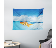 Goldfish with Shark Fin Wide Tapestry