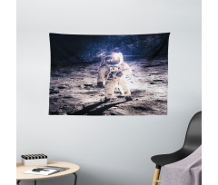 Moon Surface Journey Wide Tapestry