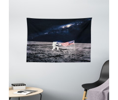 Milky Way American Flag Wide Tapestry