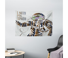 Pilot Man Illustration Wide Tapestry