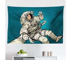 Uzay Mikrofiber Geniş Duvar Halısı Kadın Astronot Desenli