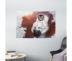 Astronaut Funny Design Wide Tapestry