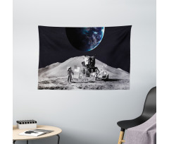 Moon Outer Space Wide Tapestry