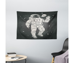 Cartoon Astronaut Space Wide Tapestry
