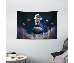 Planets Astronaut Space Wide Tapestry