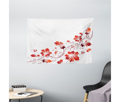 Floral Petal Ornaments Wide Tapestry