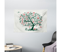 Tree Ornaments Gifts Wide Tapestry