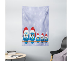 Fun Birds Santa Hats Tapestry