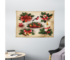 Vintage Ornaments Wide Tapestry