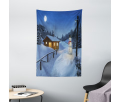 Rustic Wood Cottage Tapestry