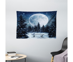 Moonlight Forest Bird Wide Tapestry