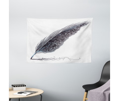 Antique Feather Pen Art Wide Tapestry