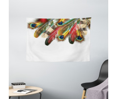 Vibrant Feathers Boho Wide Tapestry