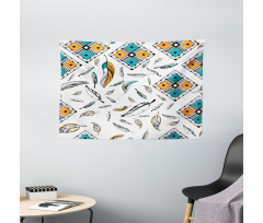 Tribal Bohemian Feather Wide Tapestry