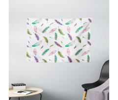 Pastel Colored Feathers Wide Tapestry
