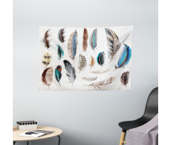 Bird Body Feathers Set Wide Tapestry