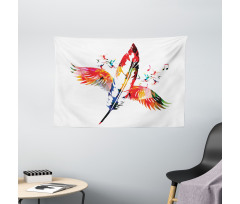 Feather with Wings Birds Wide Tapestry