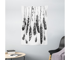 Hand Drawn Feather Tapestry