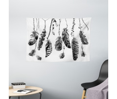 Hand Drawn Feather Wide Tapestry