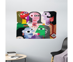Modern Abstract Colorful Design Wide Tapestry