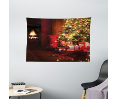 New Year Xmas Trees Wide Tapestry