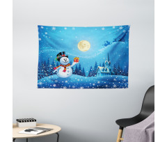 Snowman Sanra Gift Wide Tapestry