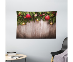 Wooden Rustic Xmas Wide Tapestry