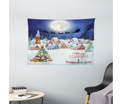 Winter Sky Moon Star Wide Tapestry