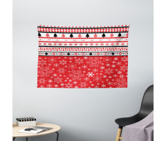 Geometric Snowflakes Wide Tapestry