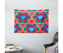 Orange and Blue Motif Colorful Wide Tapestry