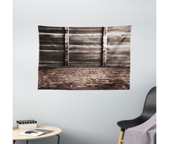 Brick Floor Wooden Wall Wide Tapestry