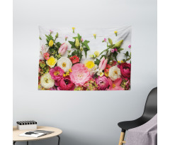 Rustic Home Rose Flowers Wide Tapestry
