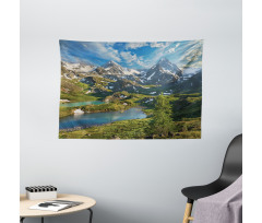 Snowy Mountain Lake Wide Tapestry
