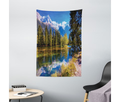 Snowy Alps Lake Pine Tapestry