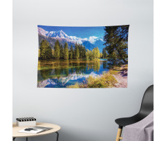 Snowy Alps Lake Pine Wide Tapestry