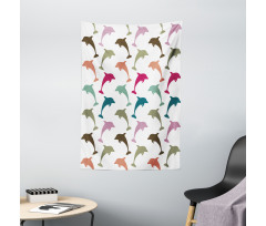 Colorful Dolphins Art Tapestry
