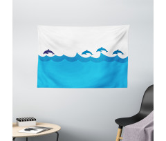 Dolphins on Waves Ocean Wide Tapestry