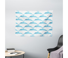 Aqua Dolphins Leaves Wide Tapestry