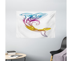 Aquatic Dolphin Wide Tapestry