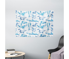 Sketch of Dolphins Wide Tapestry
