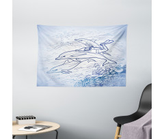 Sketch Scuba Diver Wide Tapestry