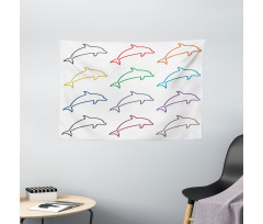 Jumping Dolphins Wide Tapestry