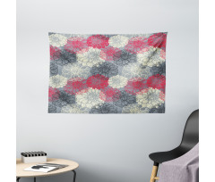 Hand Drawn Floral Art Wide Tapestry