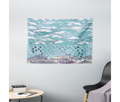 Rain and Umbrellas Fall Wide Tapestry