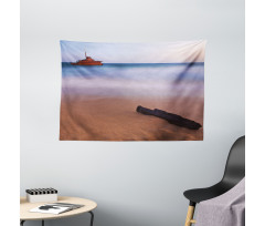 Shipwreck on Sea Dusk Wide Tapestry