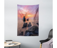 Foggy Water Sunset Tapestry