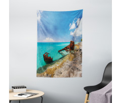 Ship Wreck on Beach Tapestry